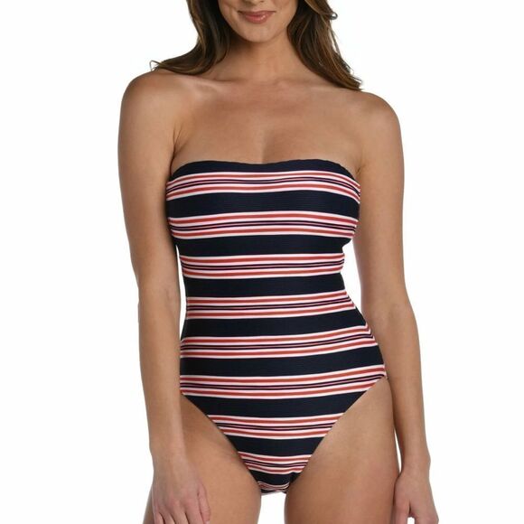 La Blanca Sailor Stripe Bandeau One Piece Swimsuit - Picture 3 of 5